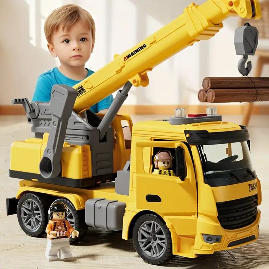 Kids Construction Crane Toy - Light & Sound Building Vehicle