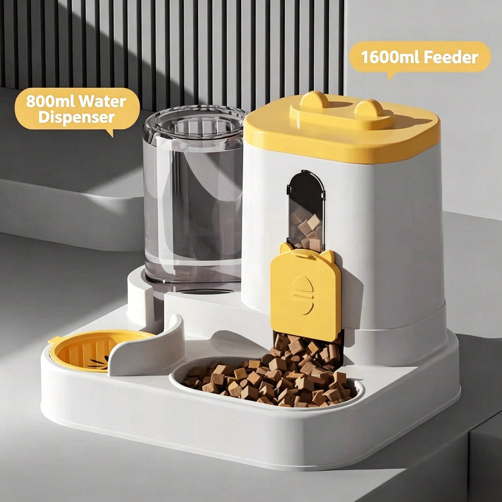 Gravity Pet Feeder & Water Dispenser - Cute Auto-Refill Food Bowl for Cats & Small Dogs