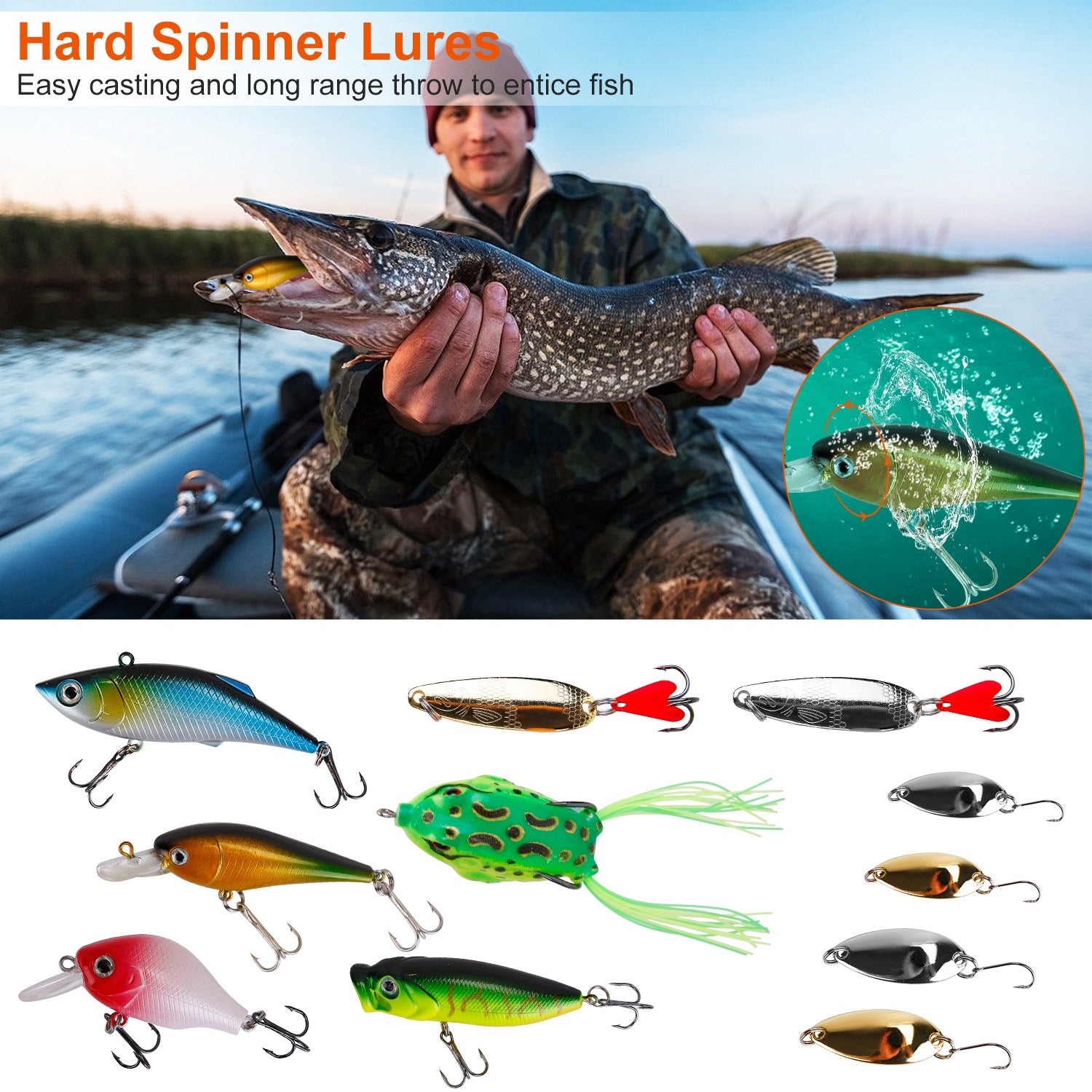 383-Piece Fishing Lures Tackle Box - Complete Bass Kit with Crankbaits, Worms & Spinnerbaits