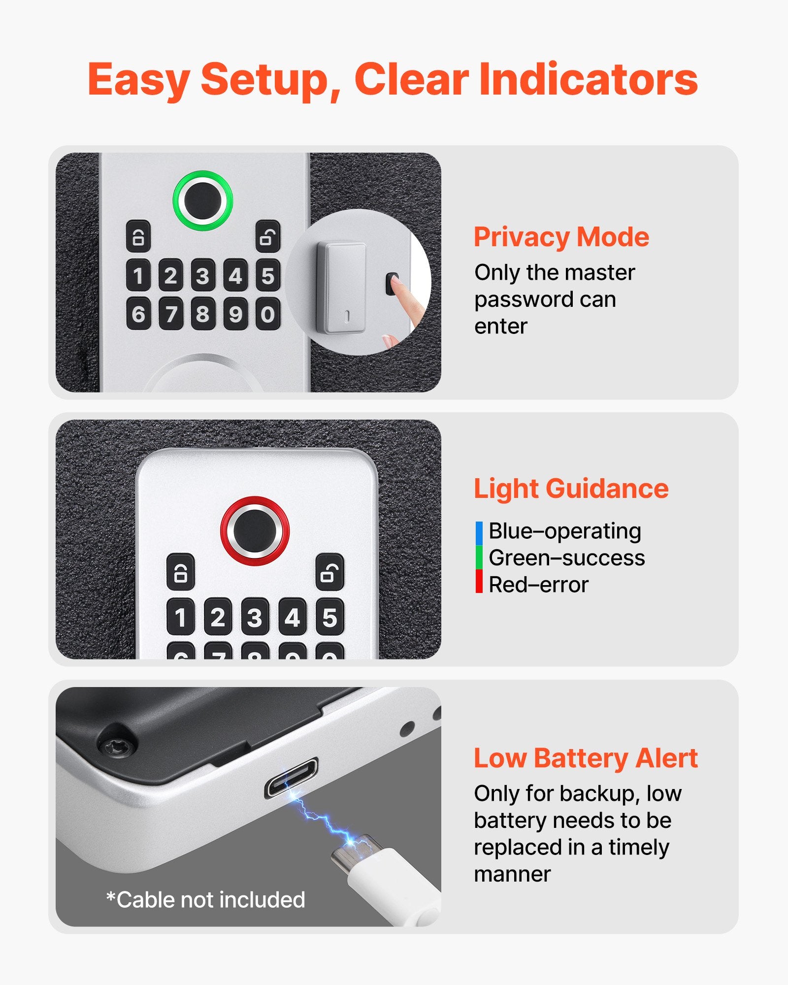 Fingerprint Smart Door Lock - Keyless Biometric Deadbolt with Code & Key Backup