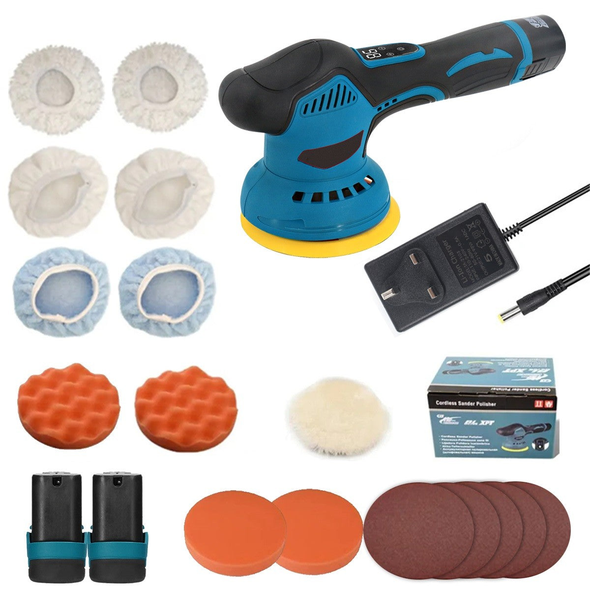 Cordless Car Polisher Buffer Sander Machine Polishing Pads