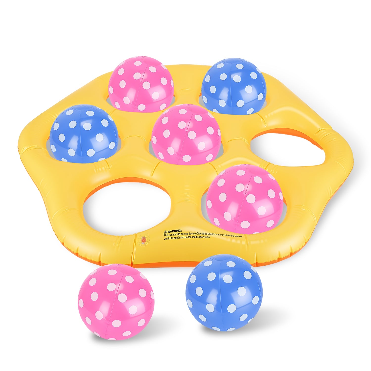 Inflatable Tic-Tac-Toe Pool Game - Floating Water Toss Game with 7 Balls for Pool & Beach