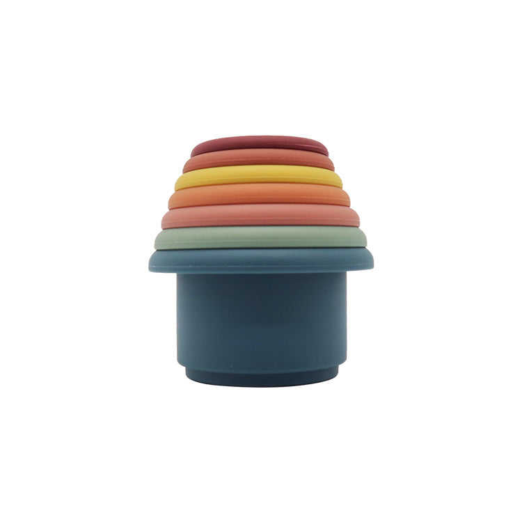 Baby Stacking Cups - Silicone Nesting Rainbow Cups Educational Toy