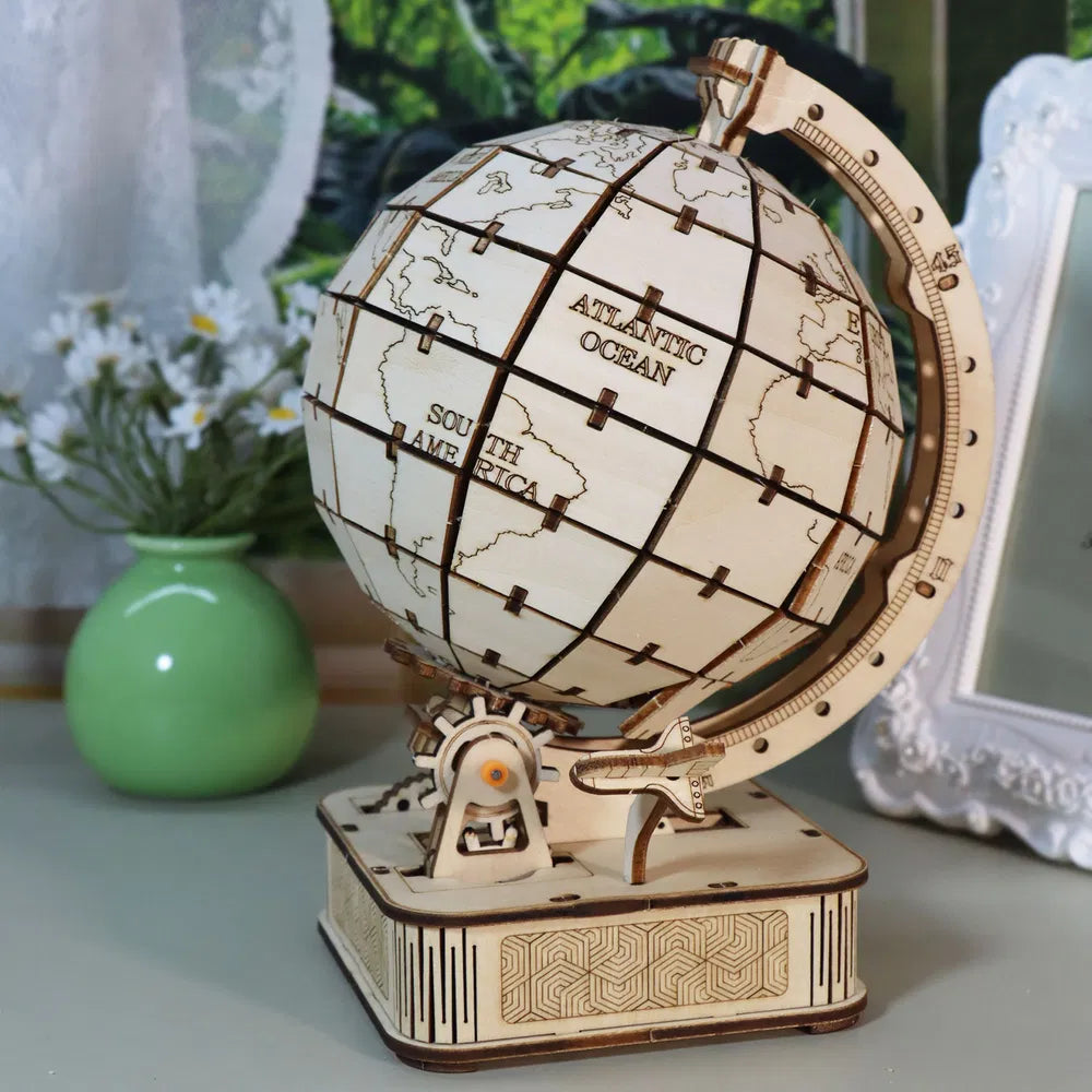 3D Wooden Puzzle Globe - DIY Model Kit World Globe Craft Gift