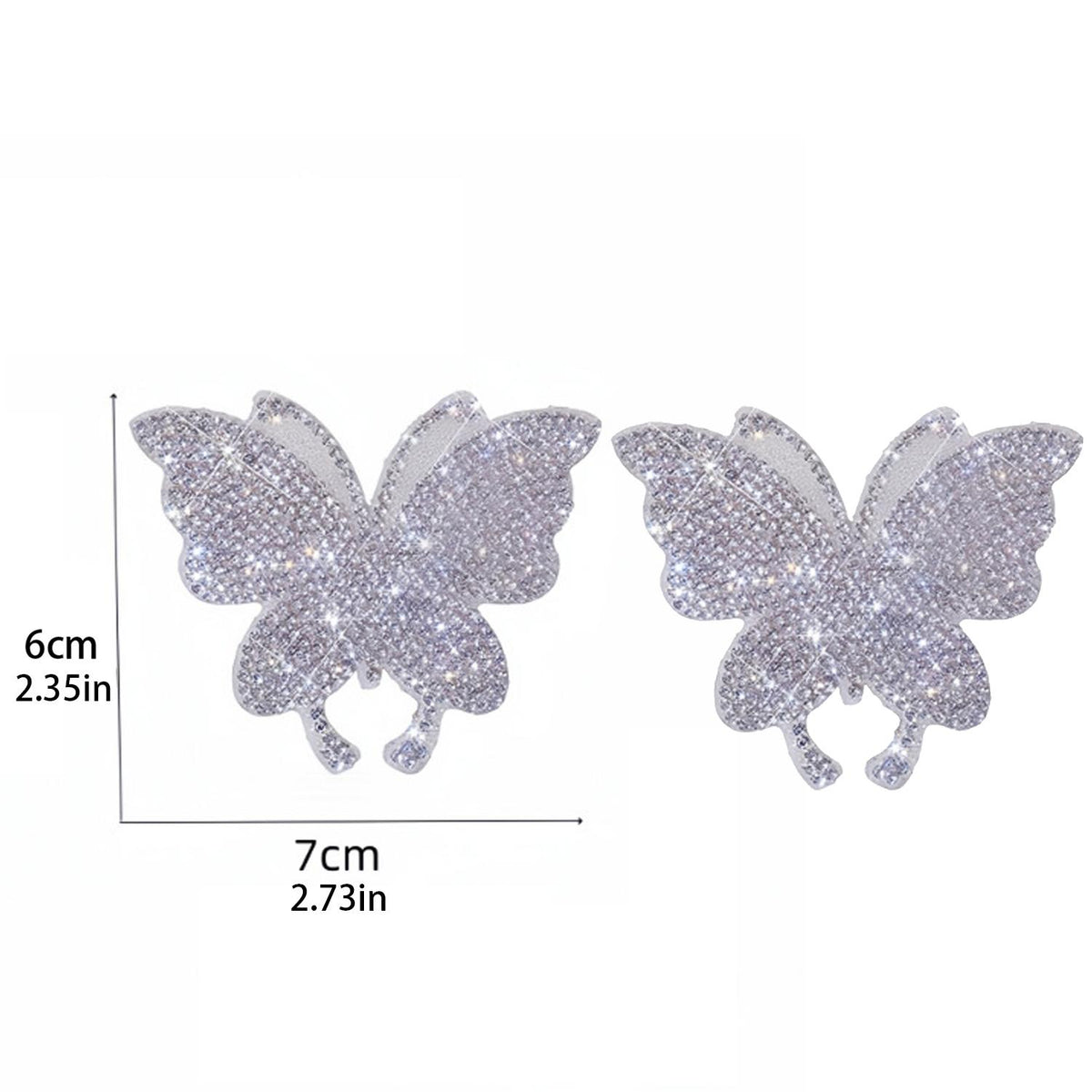2-piece Car Interior Kit With Shiny Butterfly Net Rhinestone Stickers