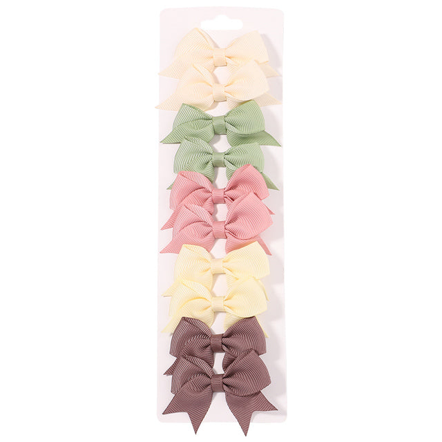 Baby Girls Hair Clips Set (10 Pcs) - Cute Ribbon Bow Barrettes
