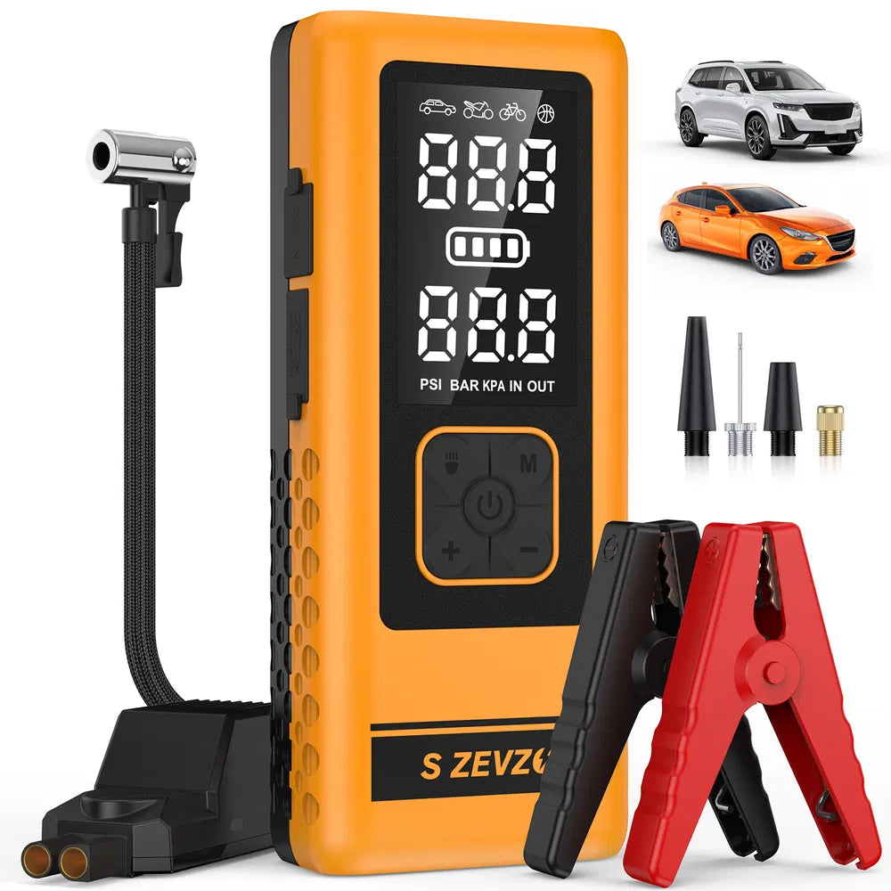 4000A Car Jump Starter with Air Compressor - 2-in-1 Portable Battery Booster