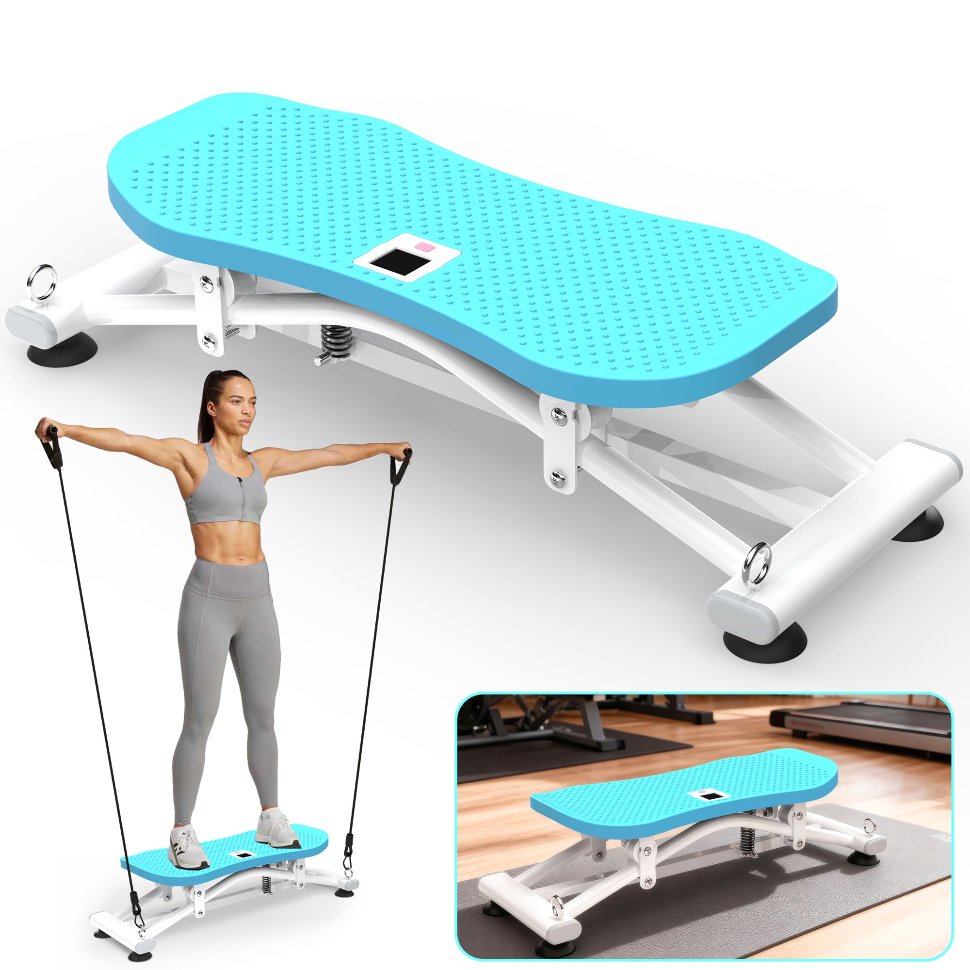 Sliding Ski Simulator - Indoor Full-Body Cardio Trainer with Resistance Bands & Non-Slip Base