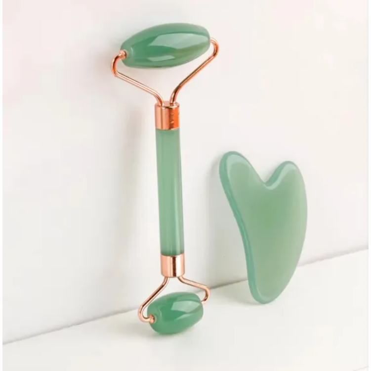 Gua Sha Facial Massage Stone Set - 2-Piece Skincare Contour & Lift Tool