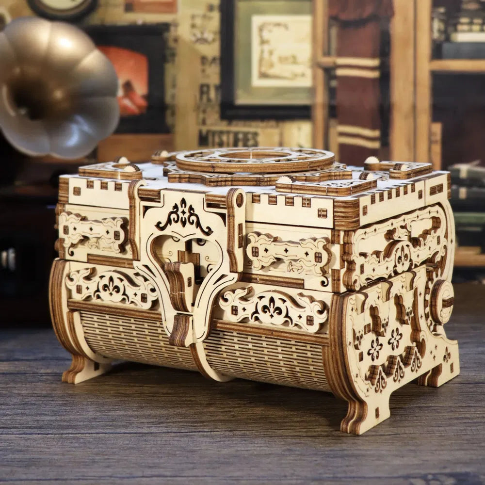 3D Wooden Puzzle Antique Jewelry Box - DIY Model Kit Keepsake Box Craft