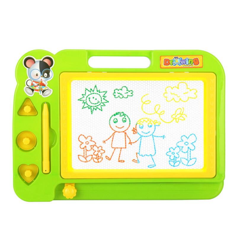 Kids Magnetic Doodle Sketch Board - Erasable Writing Drawing Tablet with Stamps