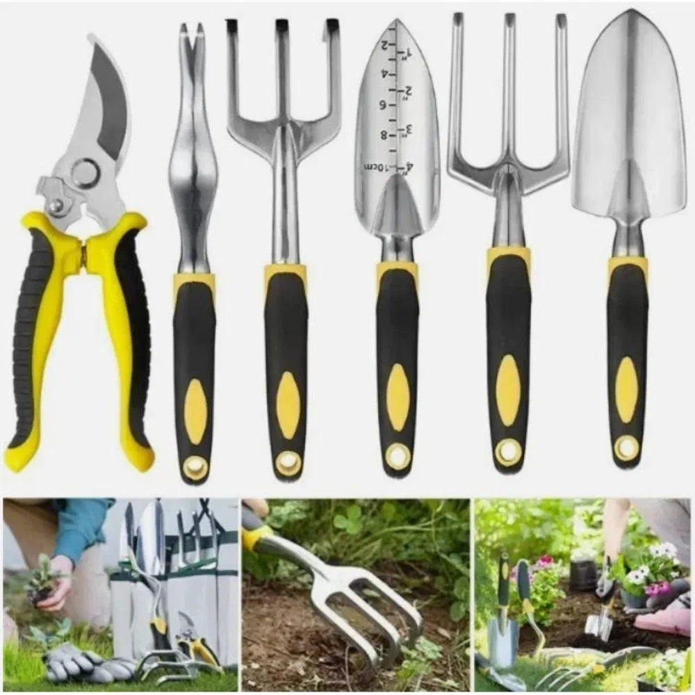 6-Piece Garden Tool Set - Heavy-Duty Hand Tools with Ergonomic Grips