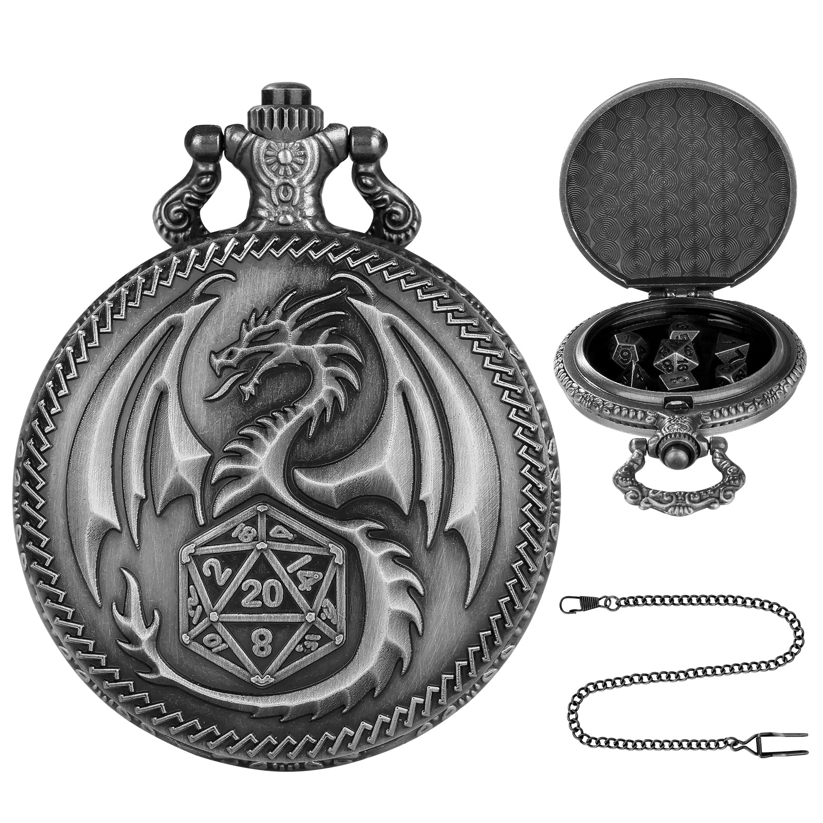 Vintage Chain Pocket Watch - Classic Quartz Pocket Watch with Chain