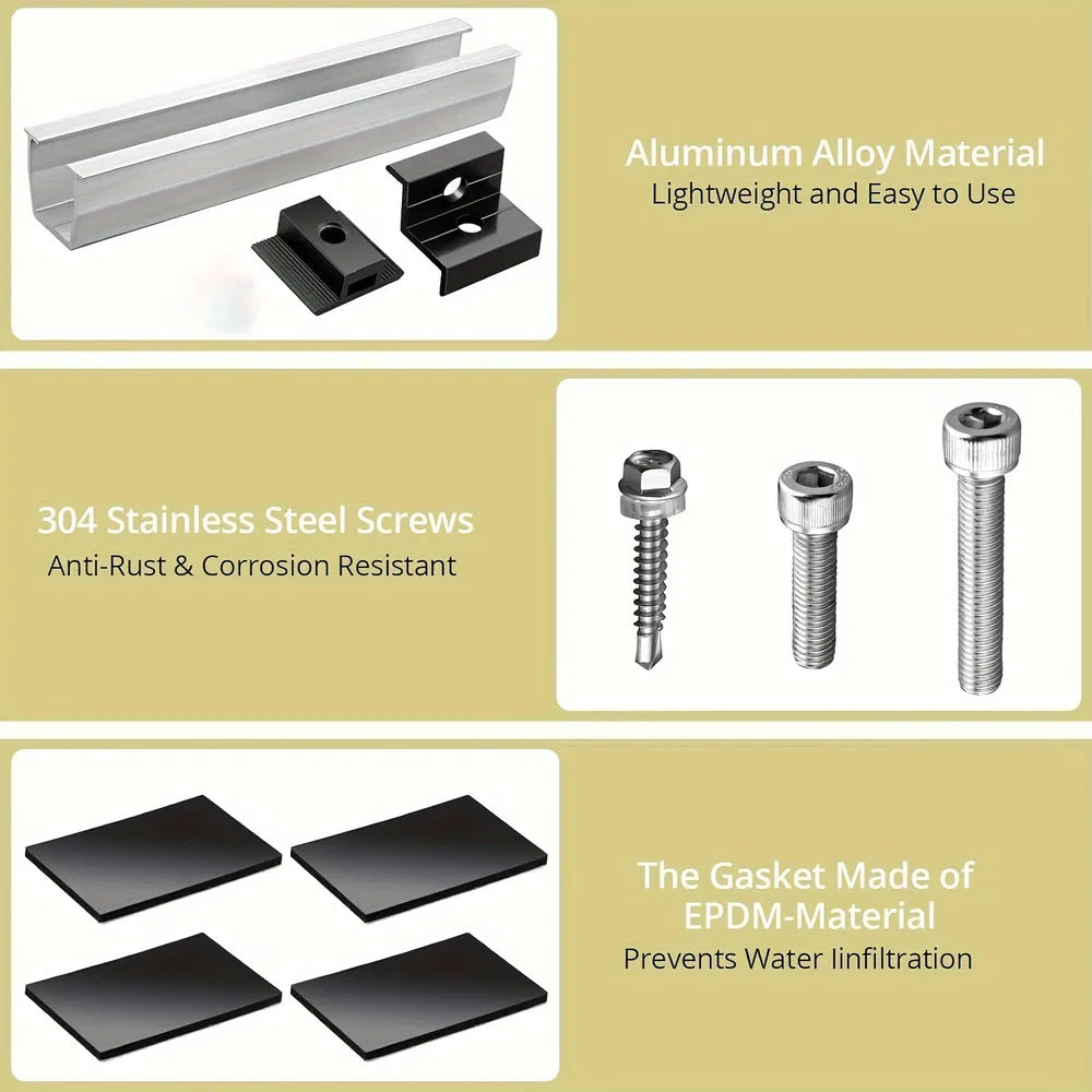 12cm U-shaped Rail Solar Photovoltaic Bracket Silver Rail Six-piece