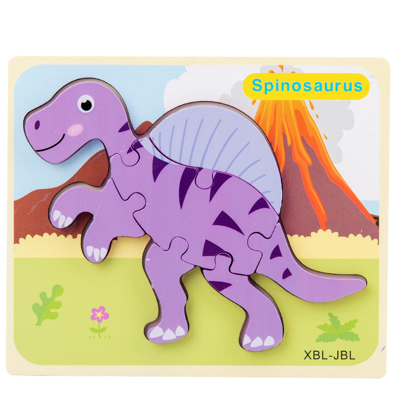 Wooden Dinosaur 3D Puzzle - Montessori Educational Jigsaw for Kids