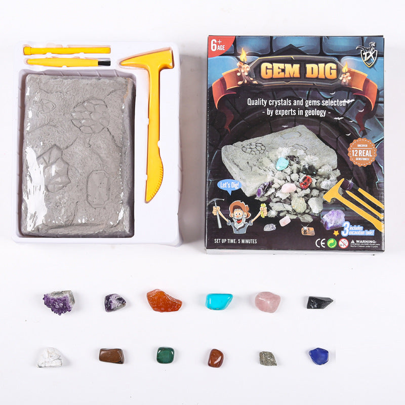 Gem Dig Kit - STEM Excavation Science Toy, Dig Up 17 Real Gemstones