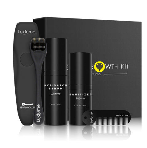 Beard Care Grooming Kit - Beard Oil, Balm, Brush & Roller Set for Men