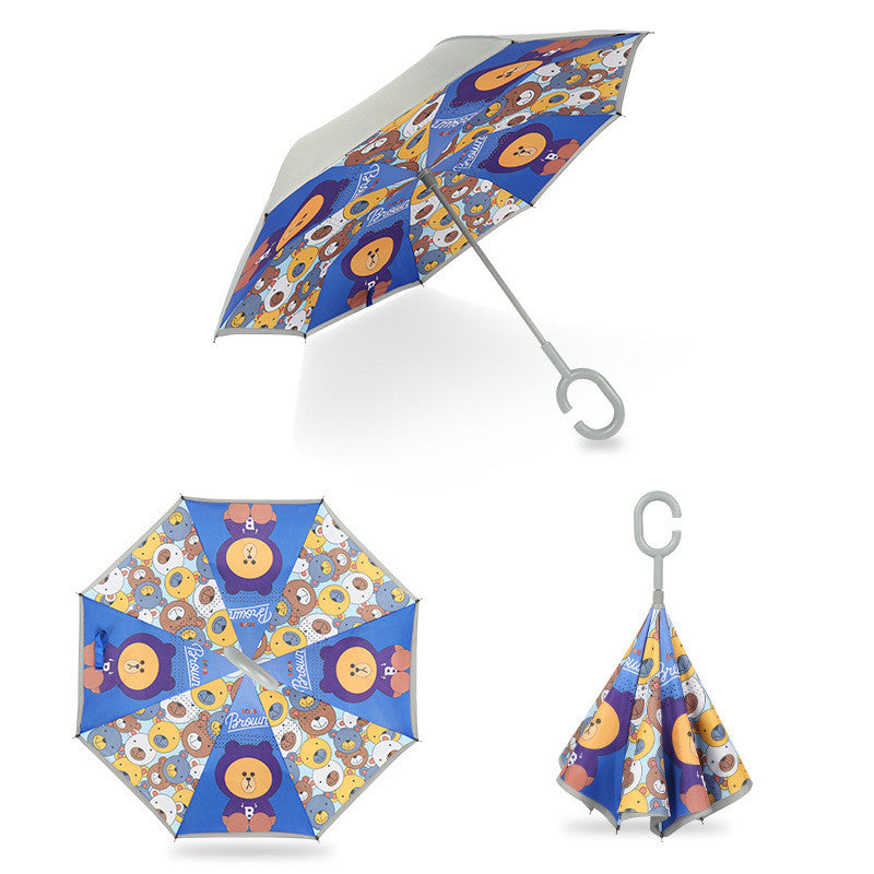 Kids Cartoon Umbrella - Colorful Animal Reverse Umbrella (19 inch)