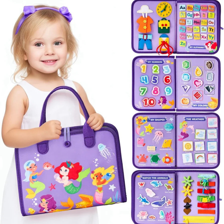 Kids Busy Book - Montessori Sensory Learning Board for Toddlers