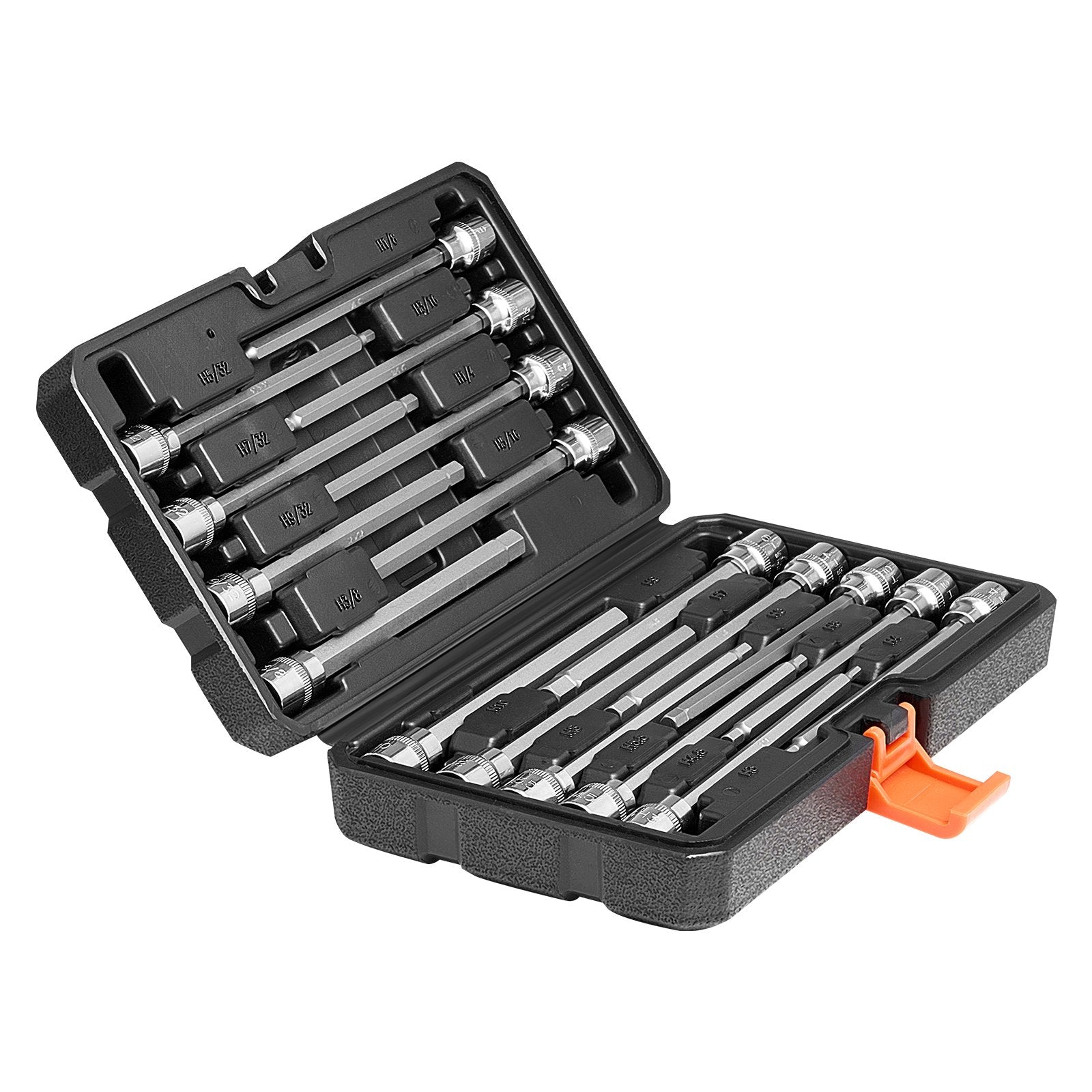 Extra Long Allen Hex Bit Socket Set 18-Piece 3 8 Inch Drive S2 Alloy