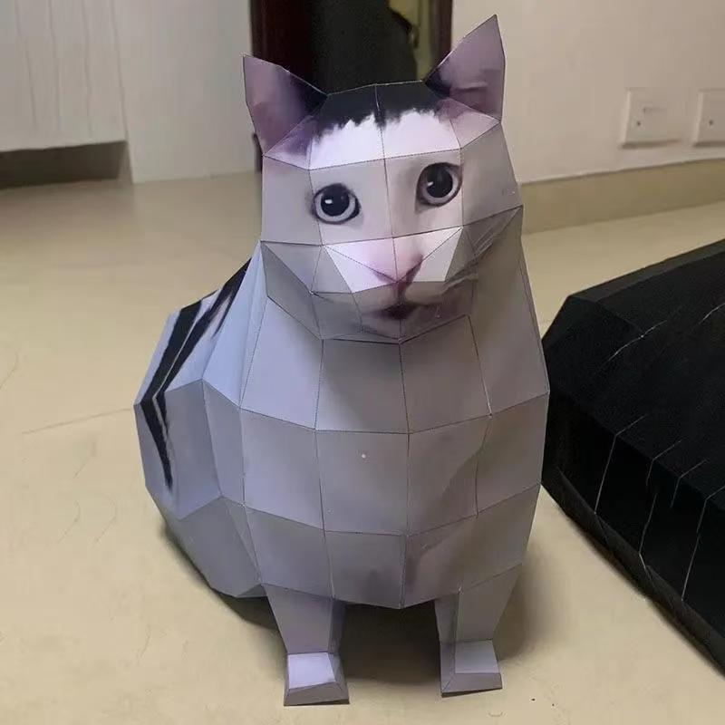 Kids DIY Paper Folding Cat Craft Kit - Origami Animal Making Set