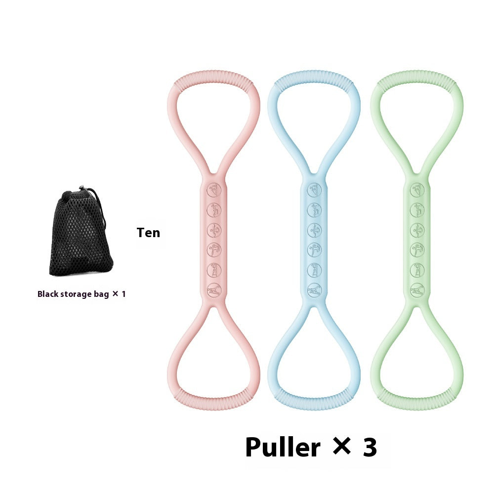 Figure-8 Chest Expander Set (3-Piece) - Elastic Resistance Bands for Back & Arm Toning