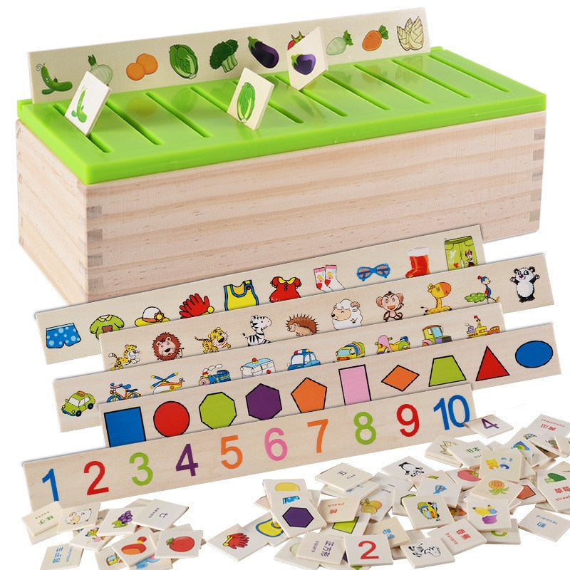 Montessori Math Learning Box - Wooden Number Counting & Sorting Toy for Kids