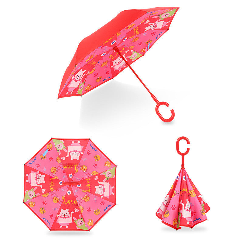 Kids Cartoon Umbrella - Colorful Animal Reverse Umbrella (19 inch)