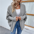 New Loose Knitted Sweater Solid Color Bat Sleeve Large Lapel