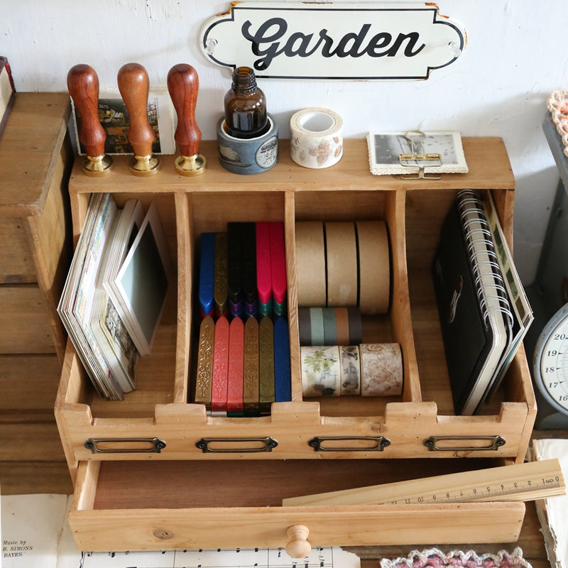 Wooden Desktop Card & Item Rack