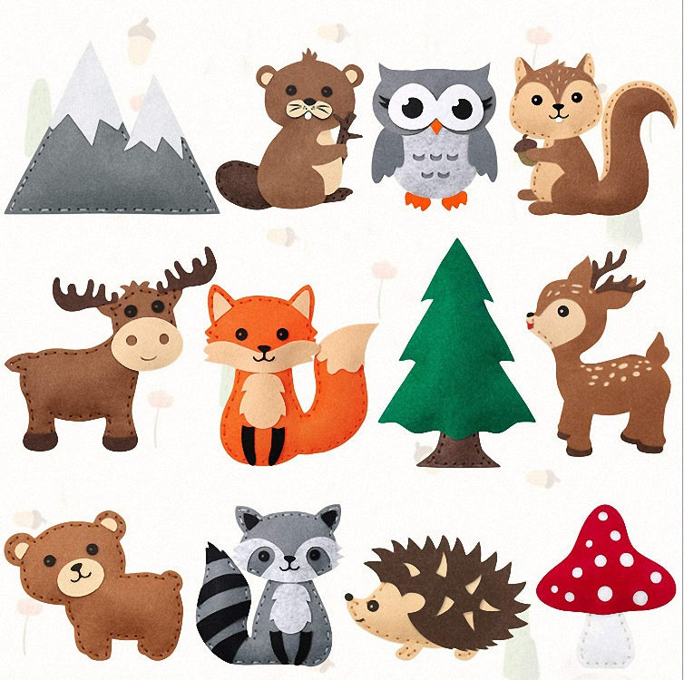 Kids Felt Craft Sewing Kit - Forest Animals DIY Set
