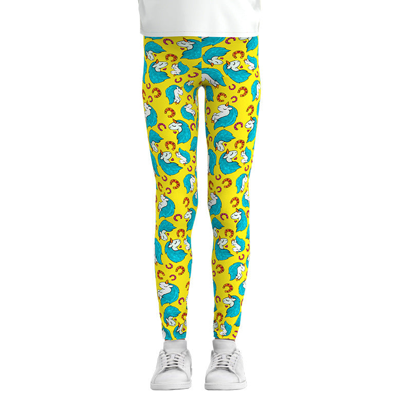Girls Leggings - Soft Stretchy Cotton Printed Leggings for Kids