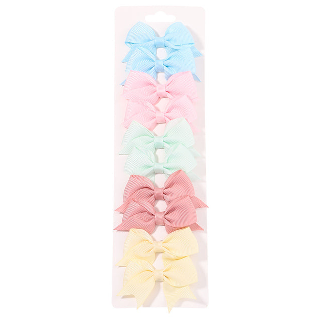 Baby Girls Hair Clips Set (10 Pcs) - Cute Ribbon Bow Barrettes