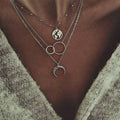 Boho Multilayer Moon Map Necklace - Layered Celestial Necklace