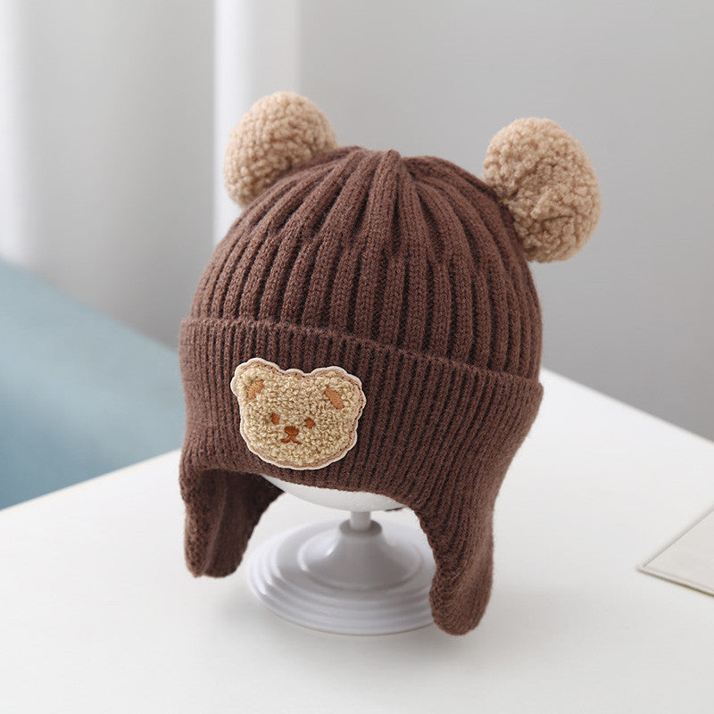 Baby Bear Knitted Beanie - Warm Winter Earflap Cap with Cute Ears