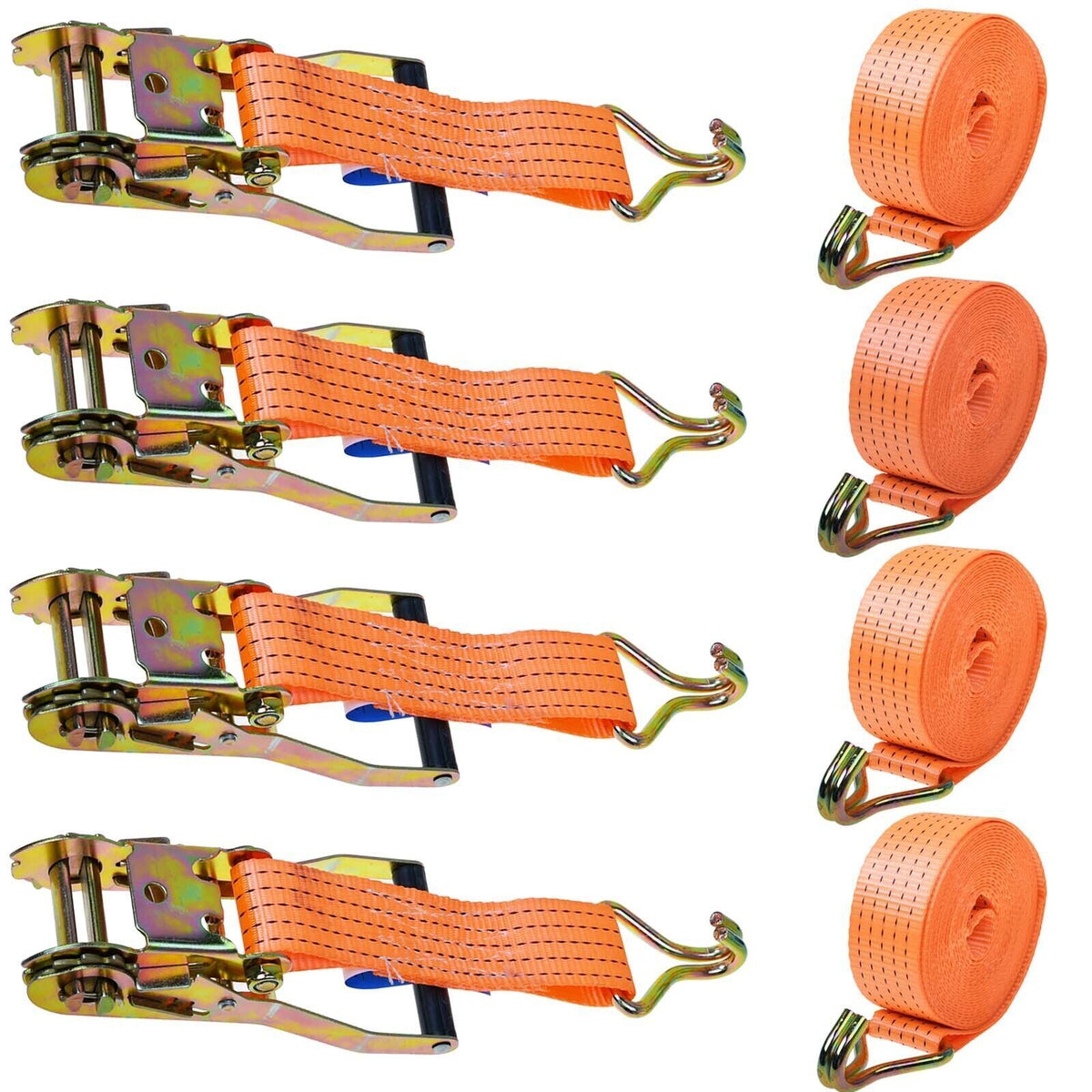 4X Heavy Duty Ratchet Ties Down Straps 50mm