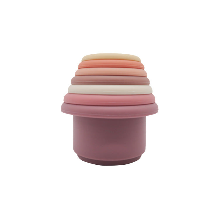 Baby Stacking Cups - Silicone Nesting Rainbow Cups Educational Toy
