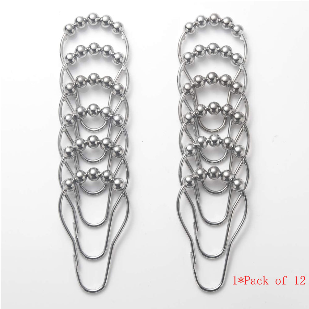 Shower Curtain Hooks - Set of 12 Rustproof Double-Glide Rings for Bathroom
