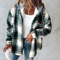 Plaid Hooded Jacket Fashion Casual Button Pocket Coat Autumn And