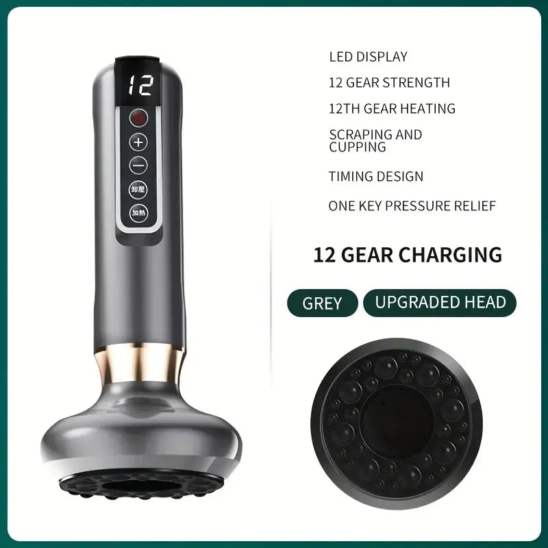 Smart Cupping Therapy Massager - 12-Level Electric Cupping & Scraping Device with Heat