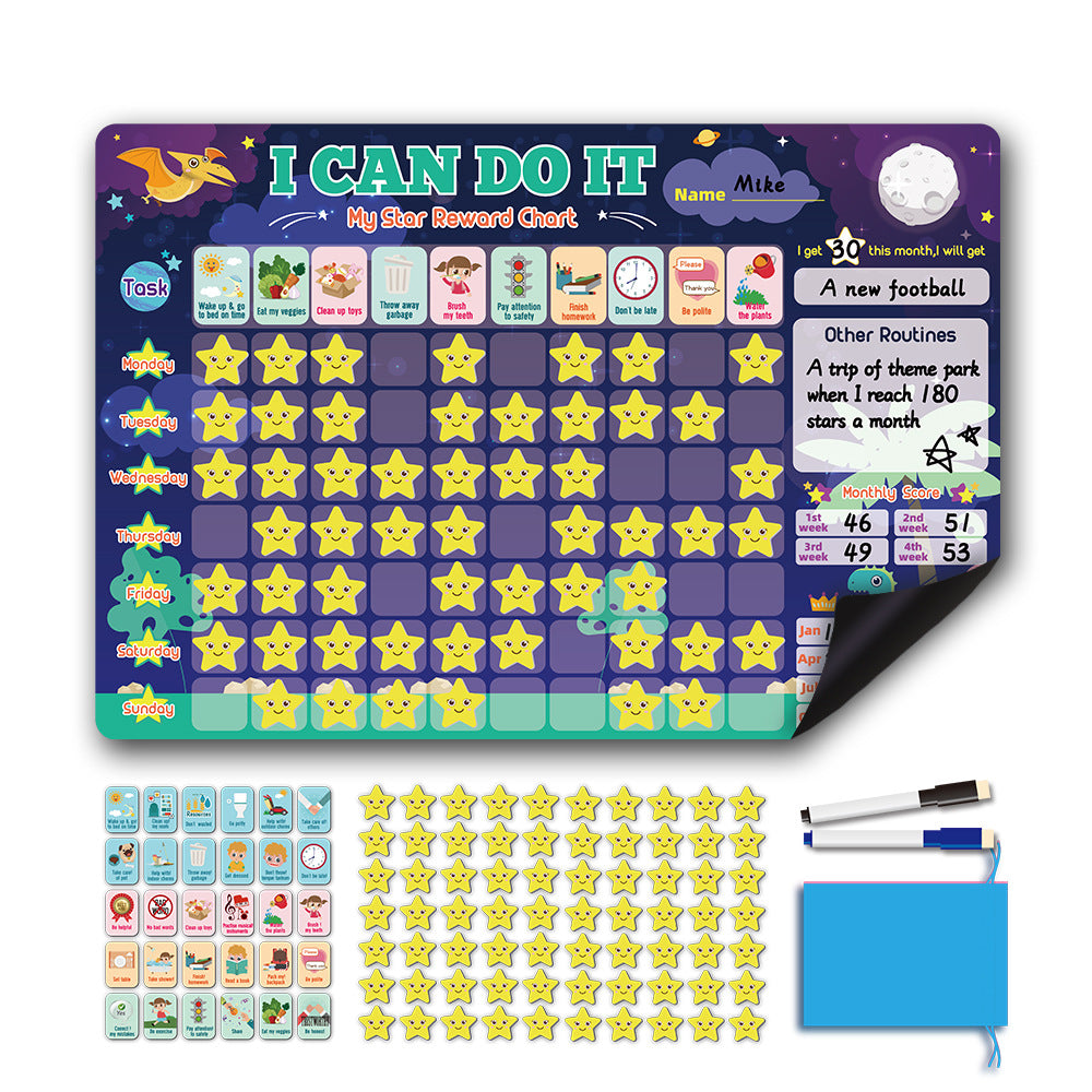 Kids Magnetic Reward Chart - Behavior and Routine Chore Board for Children