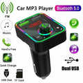 Wireless Car FM Transmitter 2-Pack - Bluetooth MP3 Adapter with USB Charging