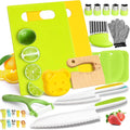 28-Piece Kids Cooking Knife Set - Montessori Real Kitchen Tools with Cutting Board for Children