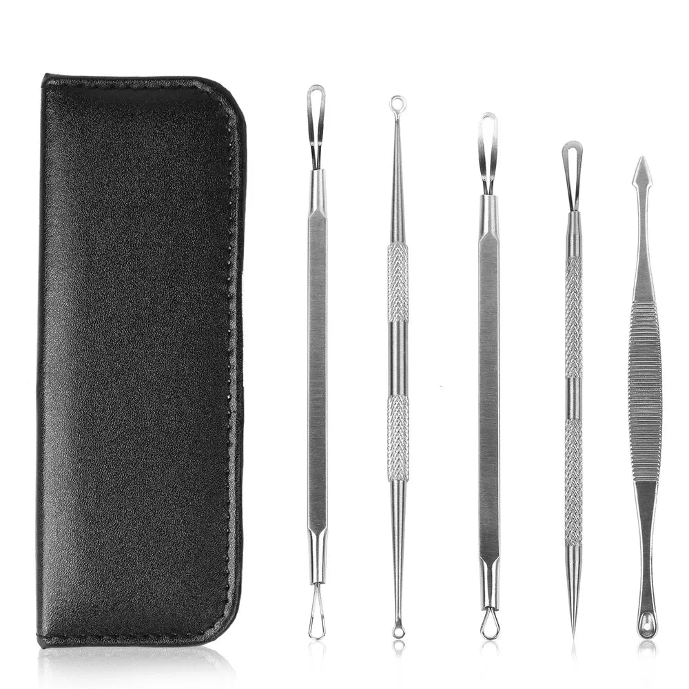 Blackhead Remover Kit - Stainless Steel Comedone & Pimple Extractor Tool Set