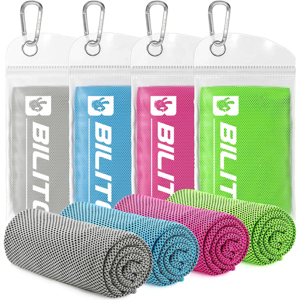 Cooling Towel (4-Pack) - Instant Cool Neck Towels for Gym, Running, Golf & Outdoor Sports