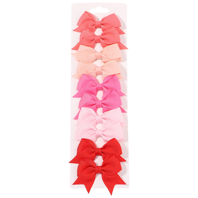 Baby Girls Hair Clips Set (10 Pcs) - Cute Ribbon Bow Barrettes