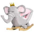 Plush Elephant Rocking Chair - Soft Ride-On Rocker with Music for Toddlers