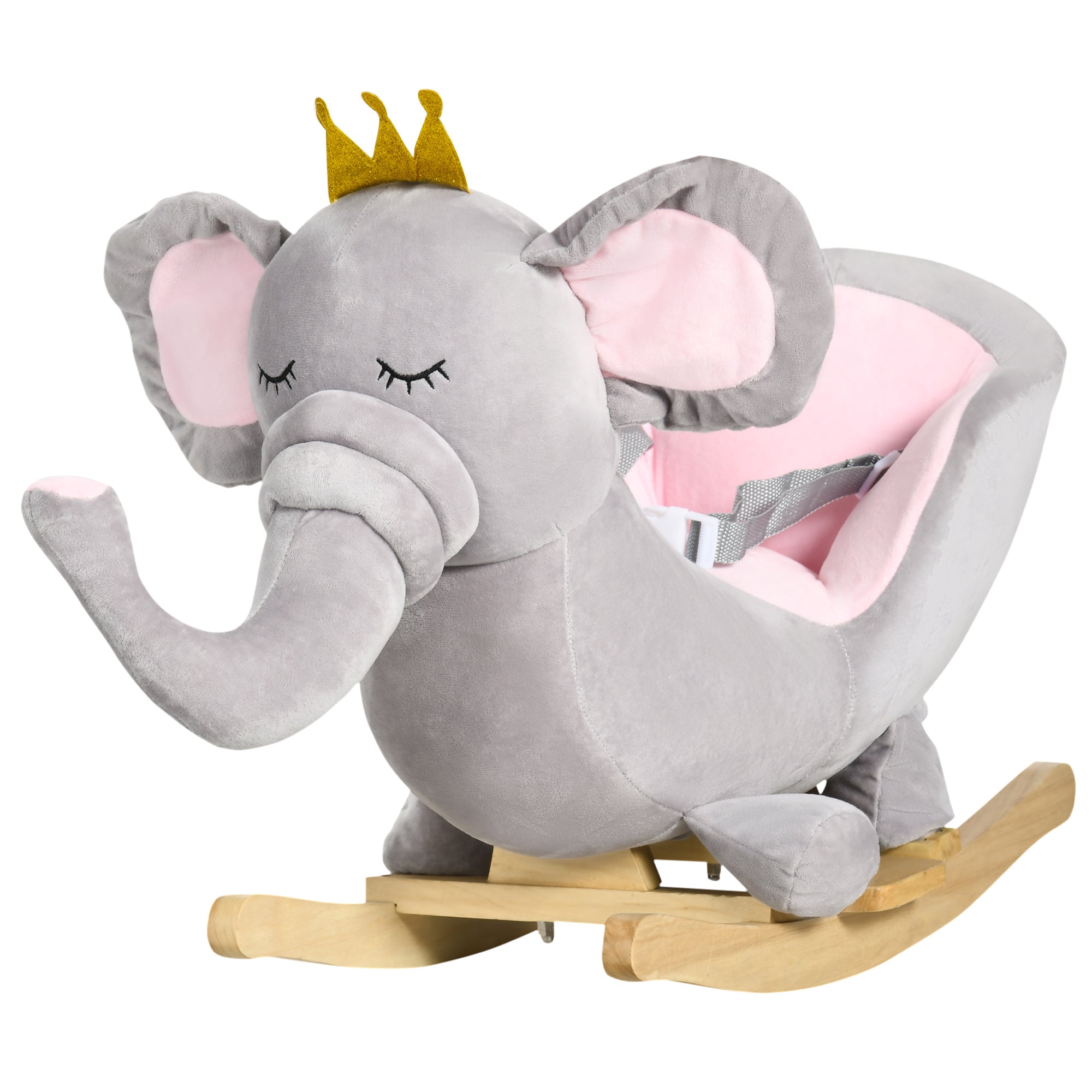 Plush Elephant Rocking Chair - Soft Ride-On Rocker with Music for Toddlers