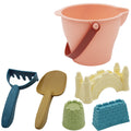 Kids Beach Sand Set - 6-Piece Castle Bucket and Shovel Toy Kit
