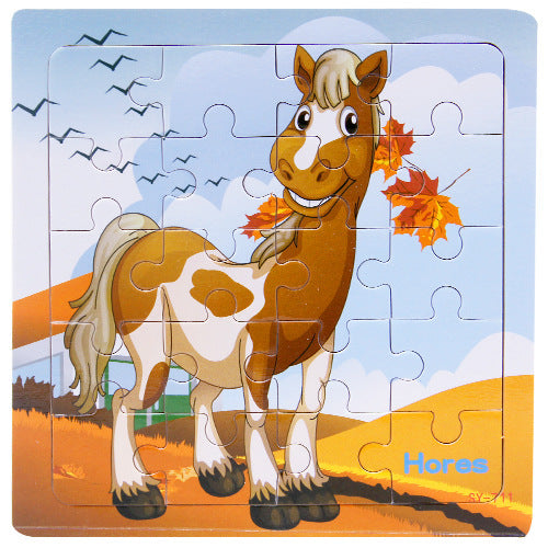 Wooden Animal Puzzle - Farm Animal Jigsaw Learning Toy for Toddlers
